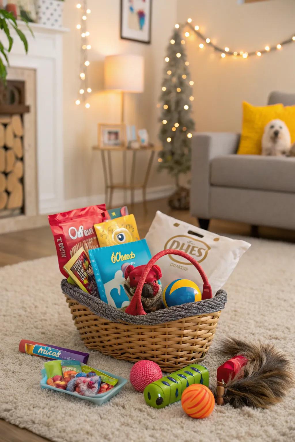 Pamper pets and their owners with this fun basket.