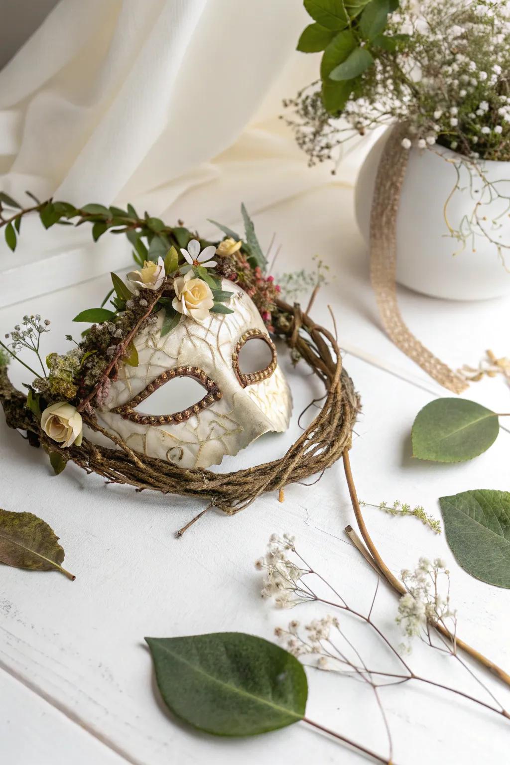 Bring the enchanting beauty of nature indoors with this stunning handcrafted mask, a perfect blend of simplicity and elegance.