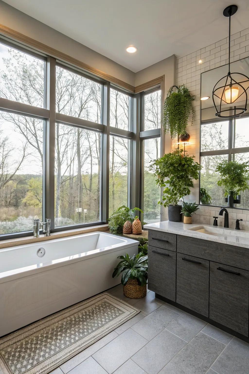 Eco-friendly features make this bathroom both stylish and responsible.