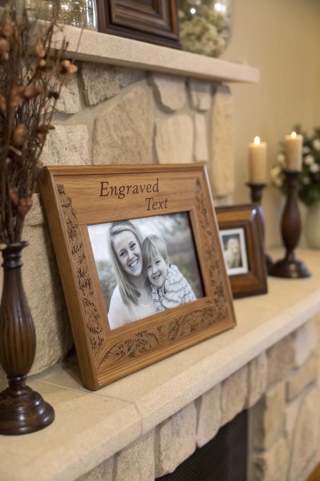 An engraved picture frame that holds a cherished memory of a brother.