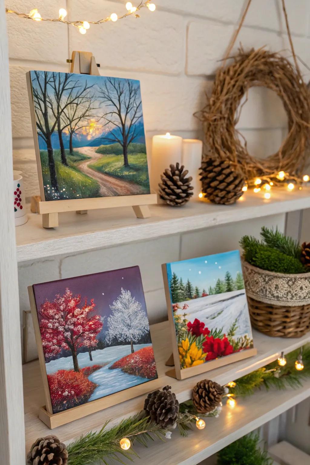 Seasonal art adding festive flair to my home.