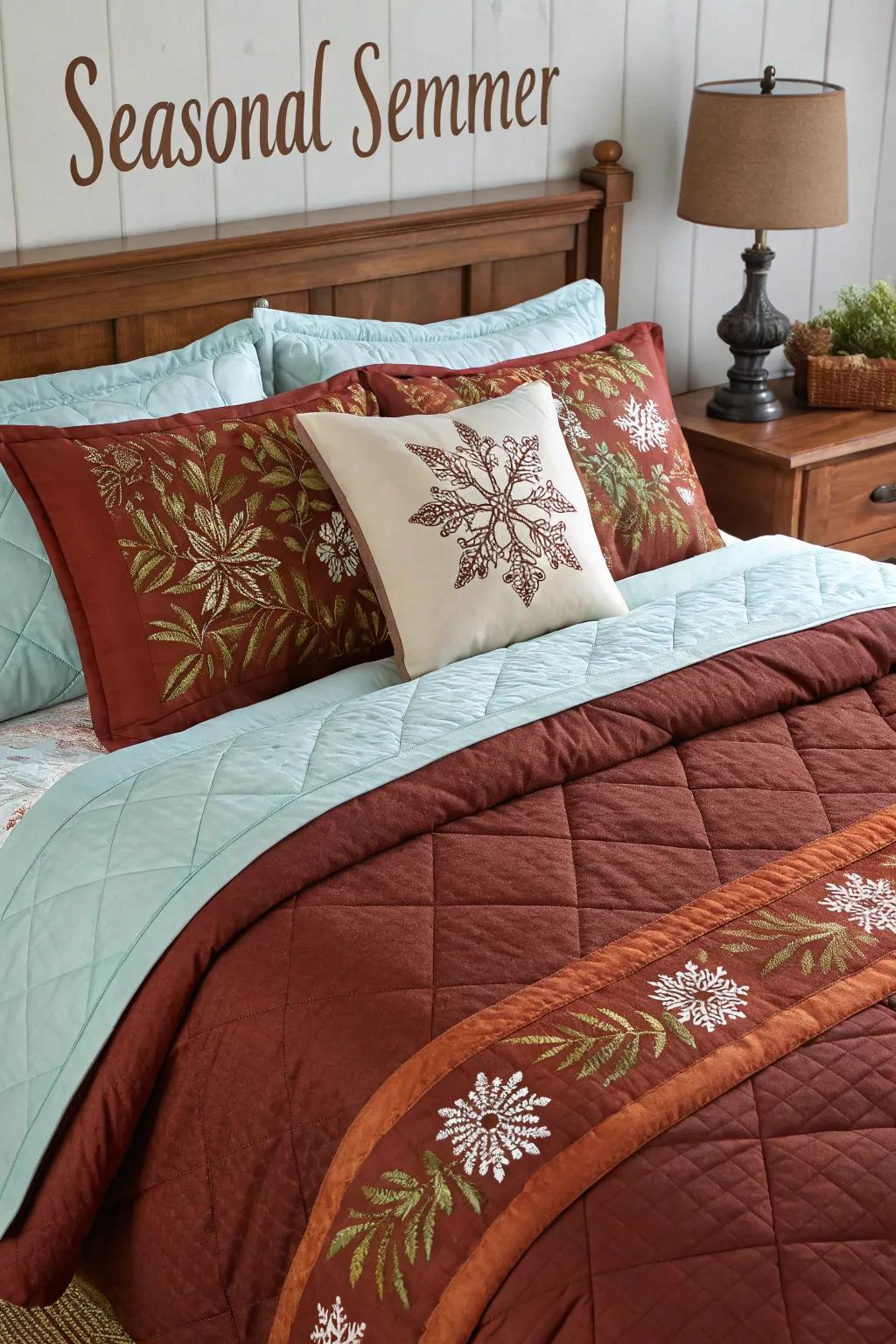 Seasonal themes bring a fresh and natural rhythm to bedding.