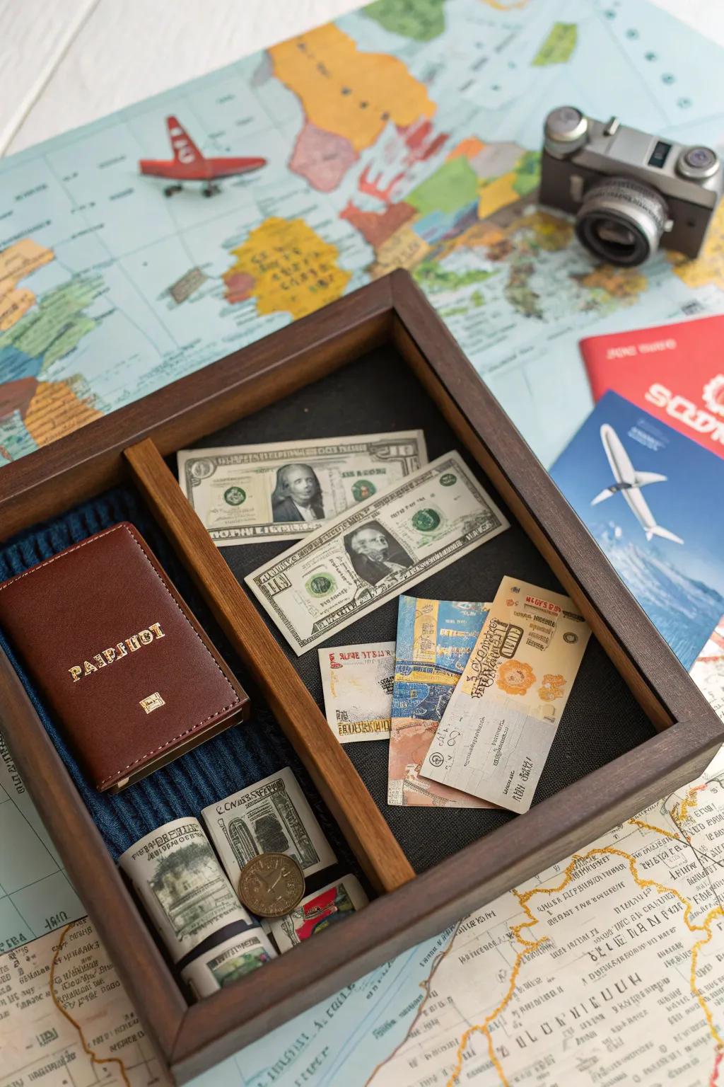 A shadow box money display combines art with gifting.