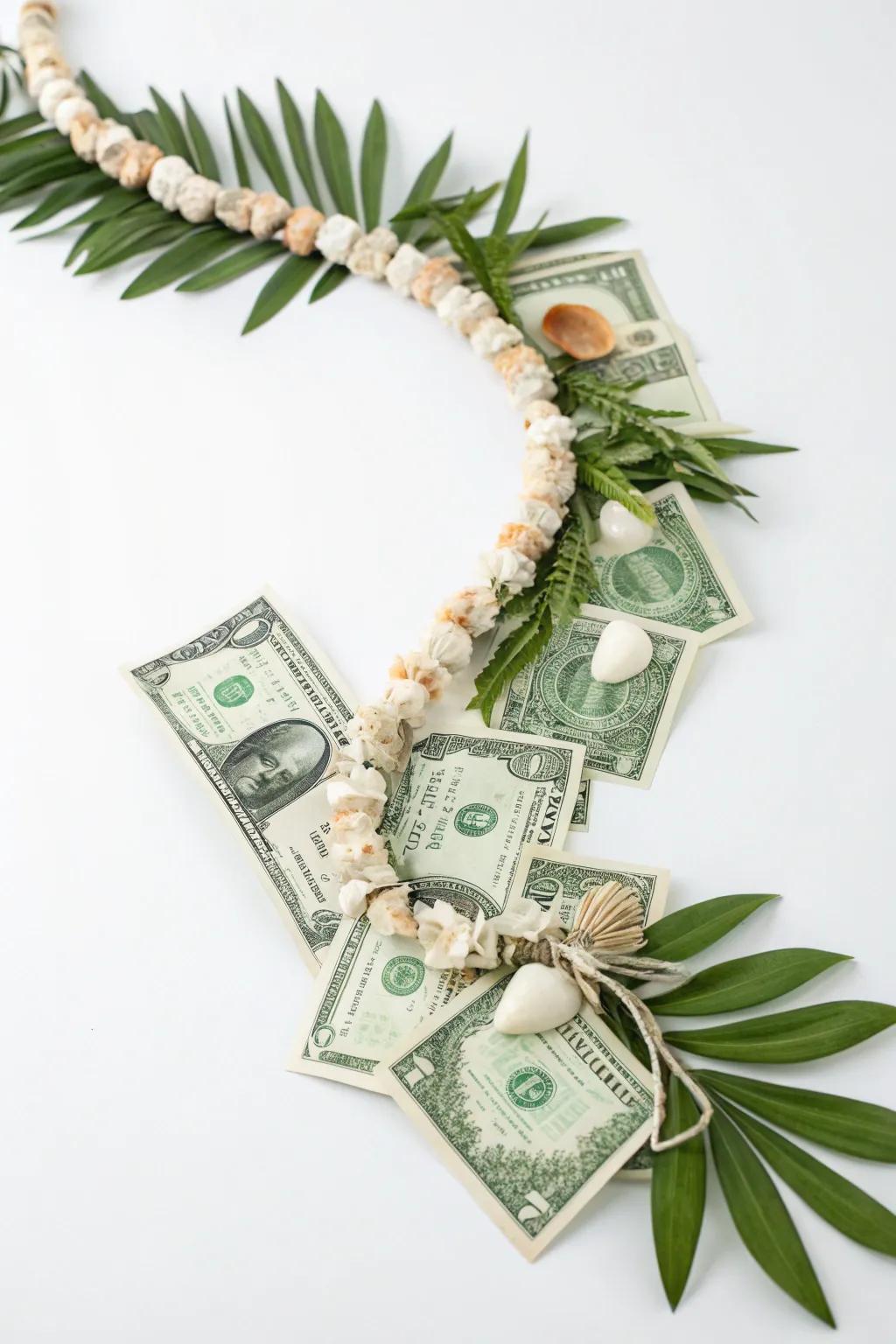 Embrace summer vibes with a tropical money lei, perfect for celebrating in style!