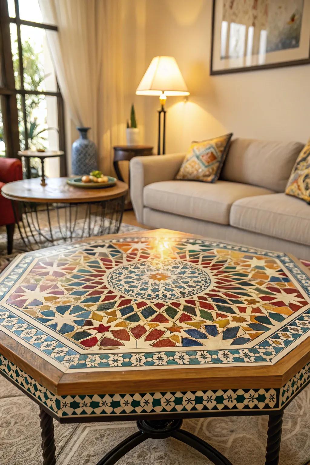 Moroccan tile mosaics bring intricate beauty and flair to home furnishings.