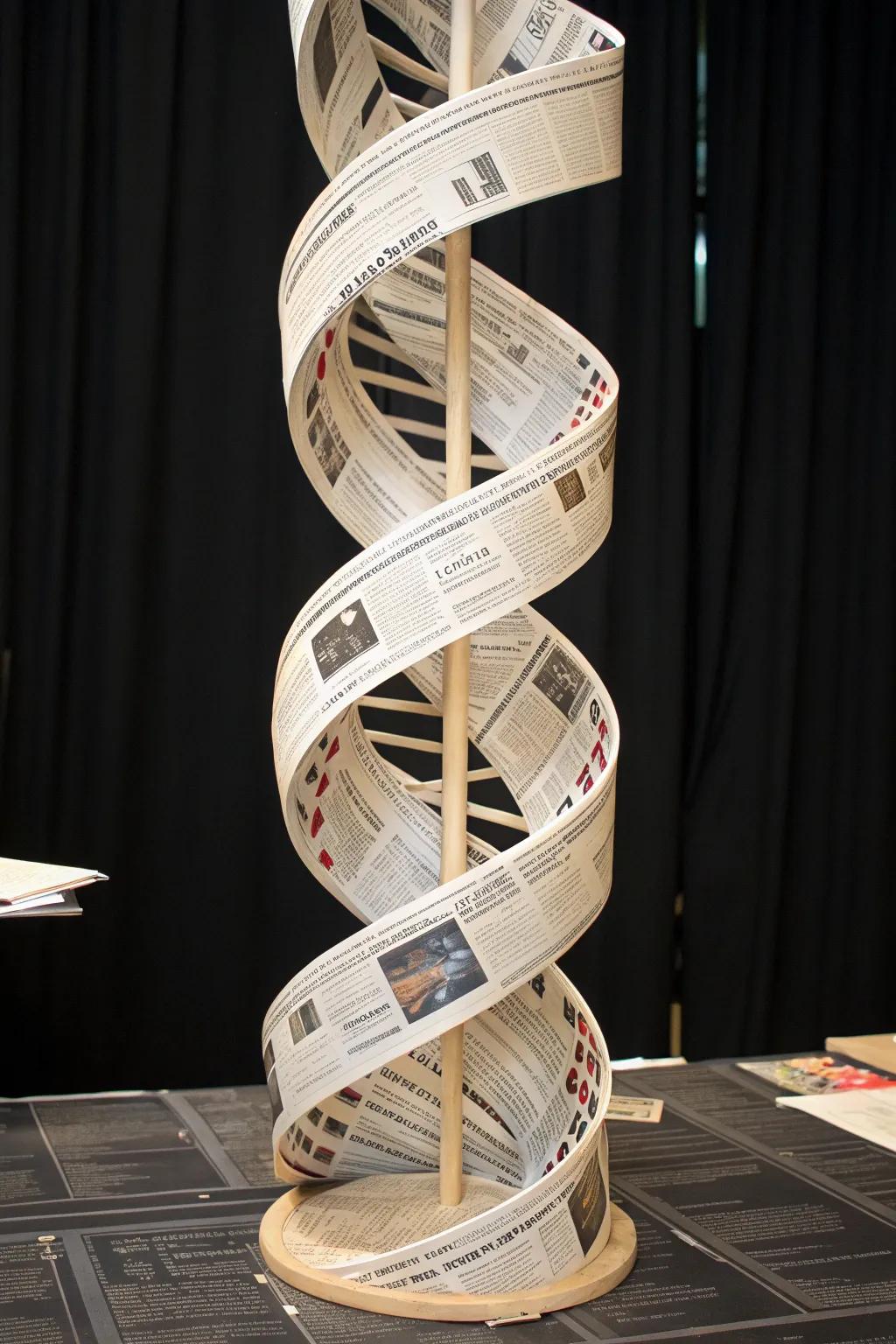 Witness the art of precision with the Spiral Technique: where newspapers transform into a mesmerizing architectural marvel.