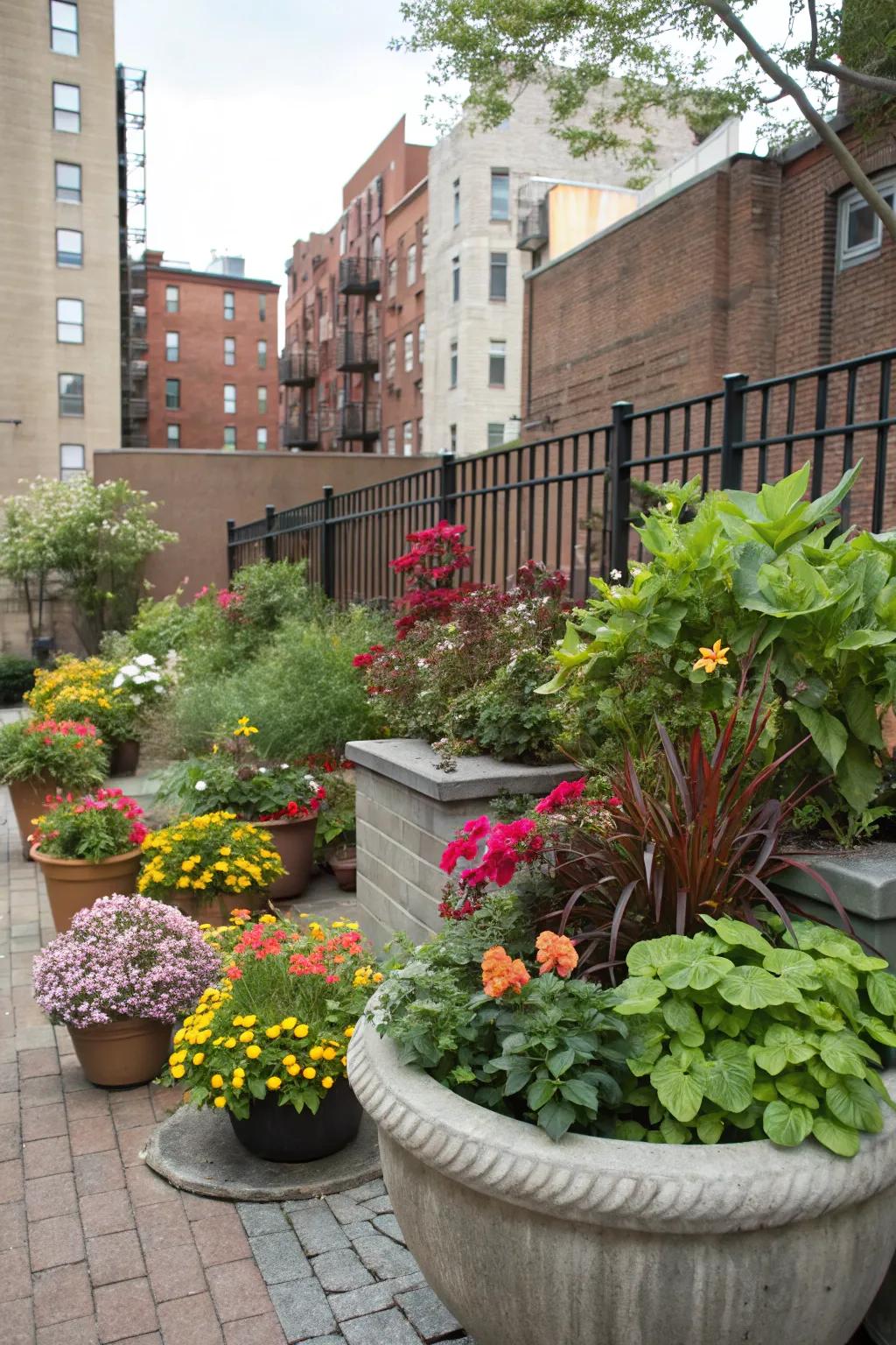 Enhance greenery with a variety of planters.