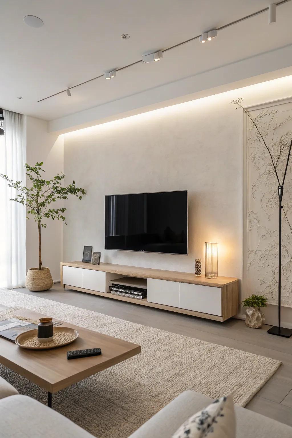 A minimalist approach keeps your TV area clean and elegant.