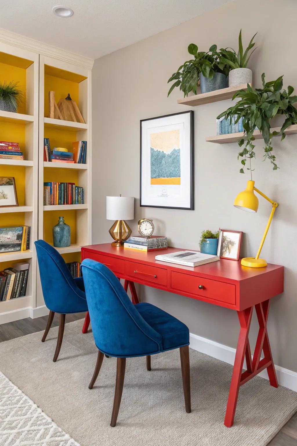 Primary color accents bring boldness and modernity to your space.