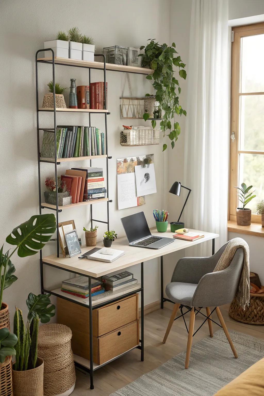 Optimize your workspace by thinking vertically and creatively.