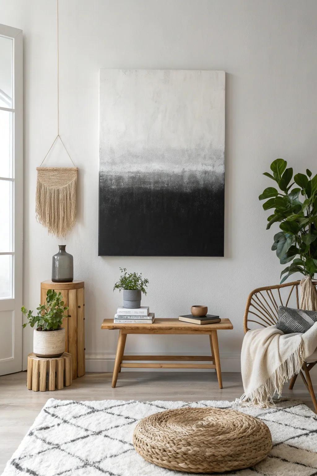 Embrace the elegance of monochrome magic with this chic ombre masterpiece.