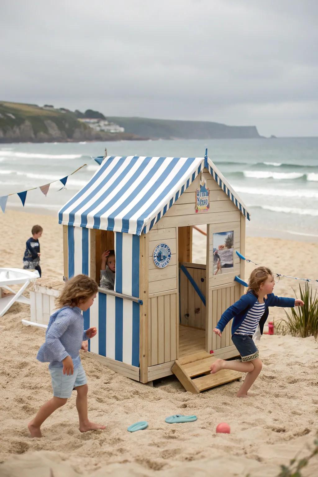 A beach hut playhouse that brings the ocean to your backyard.