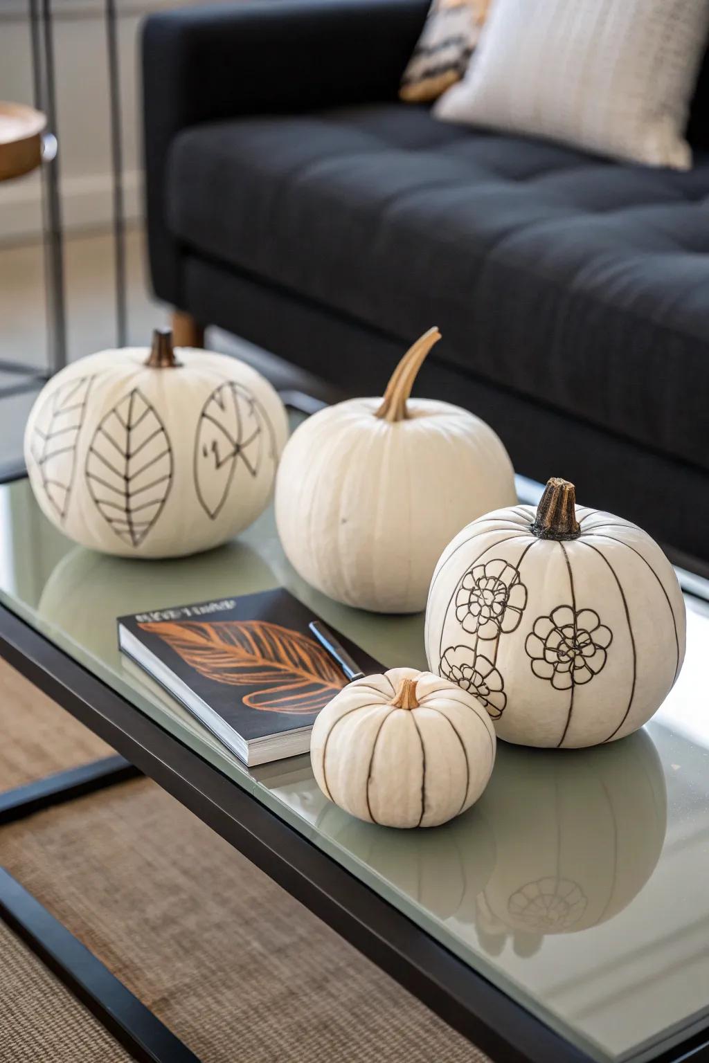 Line art pumpkins make a bold statement with simplicity.