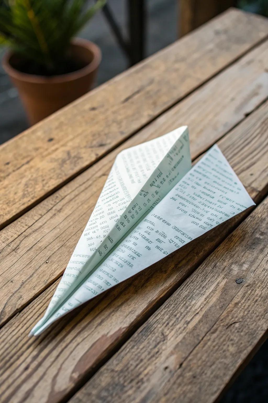 Soar sustainably with a hand-crafted, eco-friendly paper airplane.