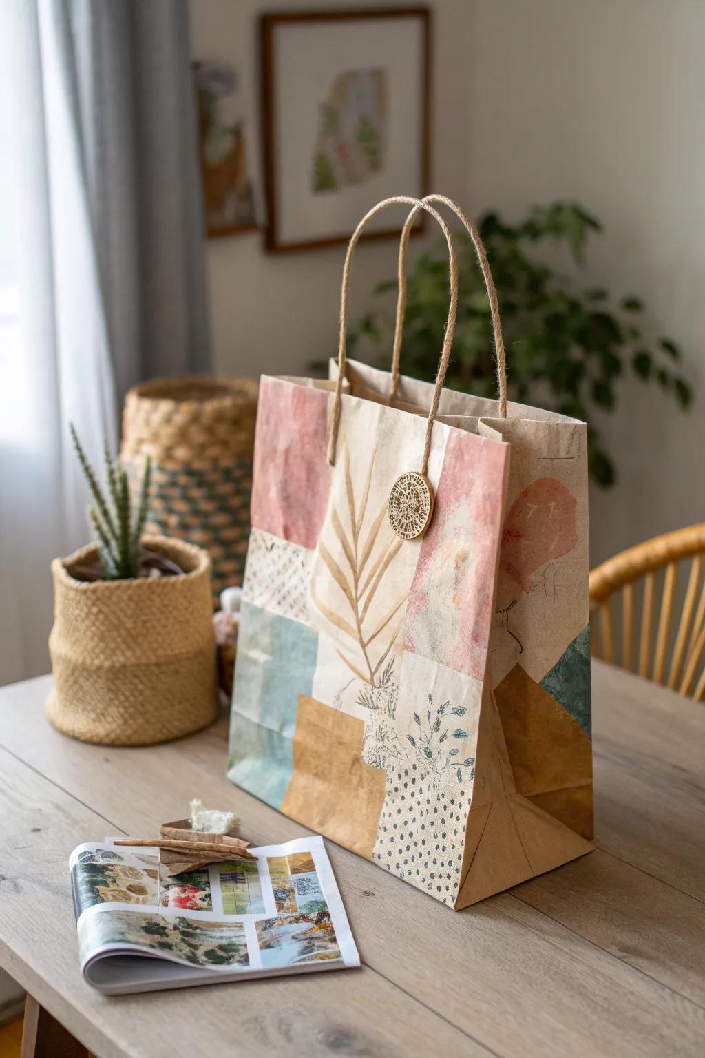 Transform ordinary into extraordinary with collage-painted paper bags—where creativity meets simplicity.