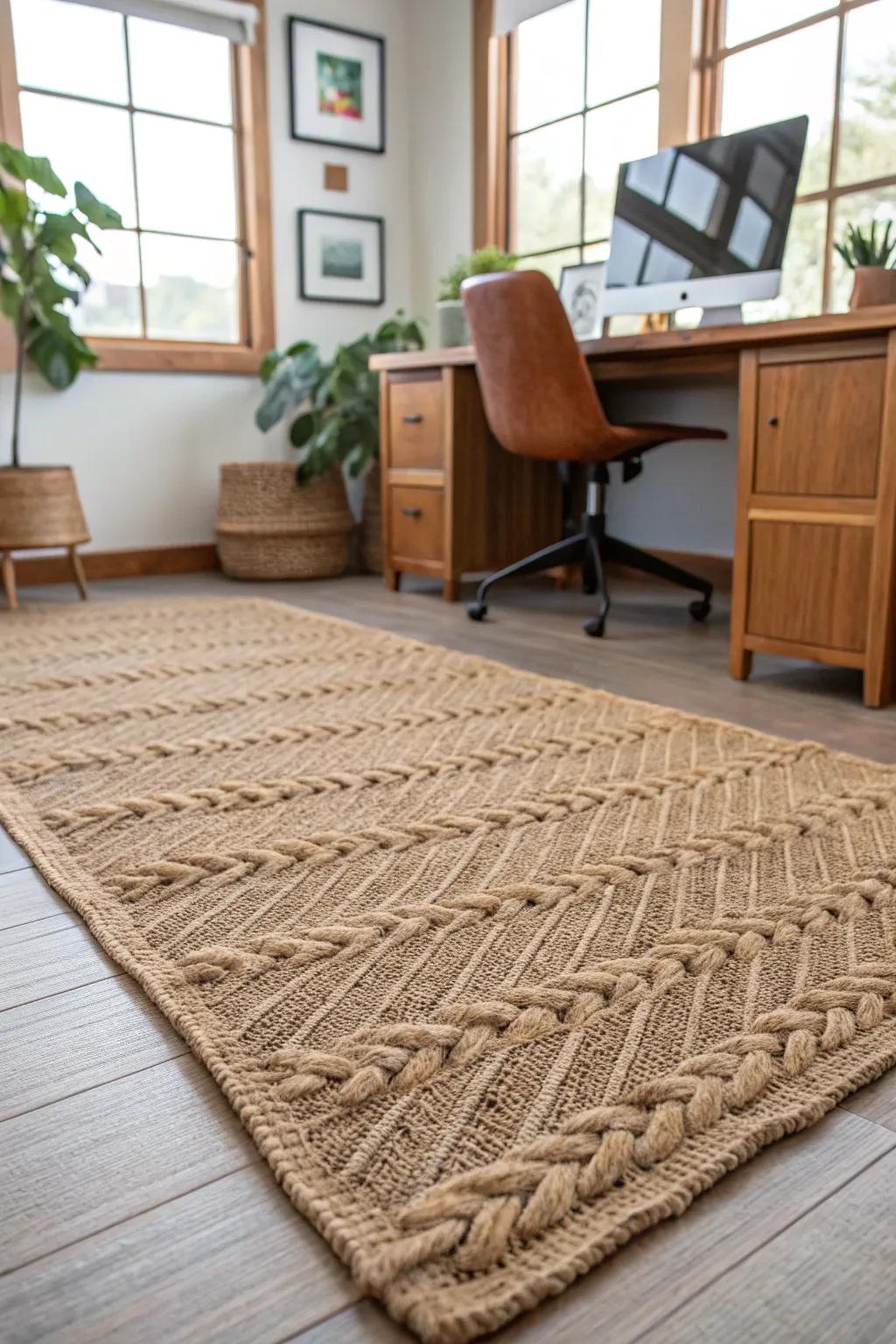 Natural fiber rugs provide texture and warmth to your office.