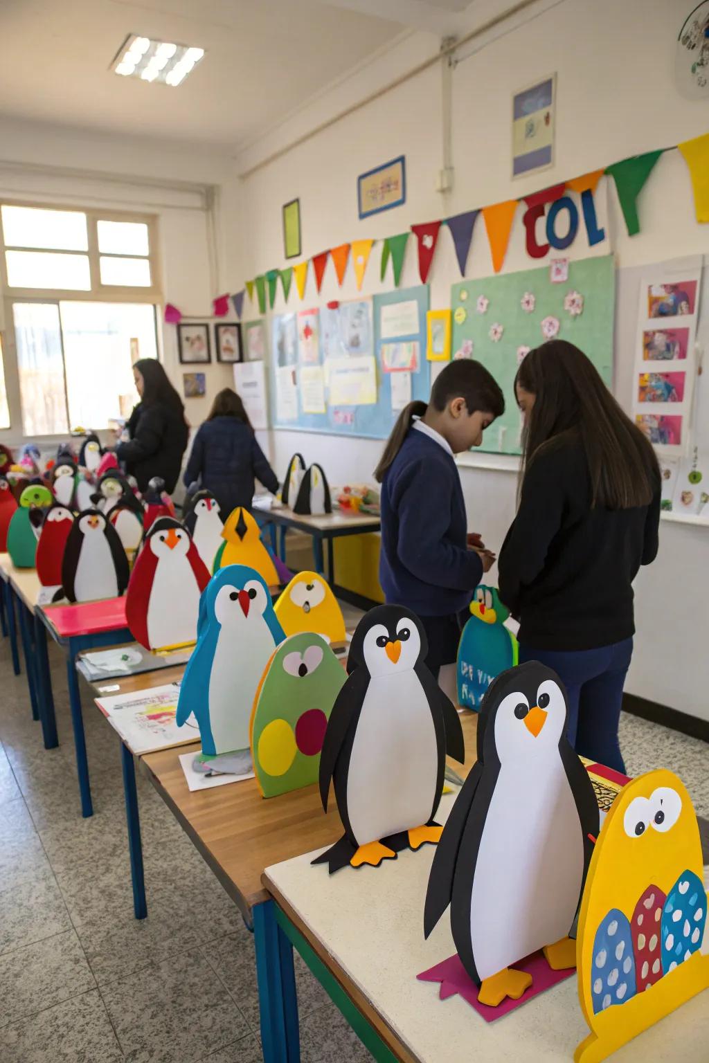 Mix learning with creativity through engaging penguin shape art.