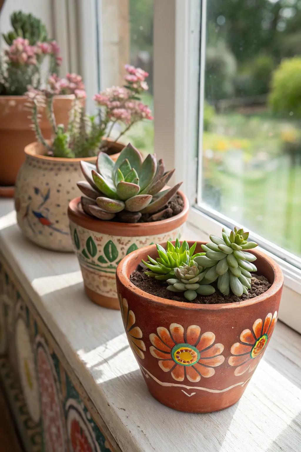 Garden-themed pinch pots for a touch of nature.