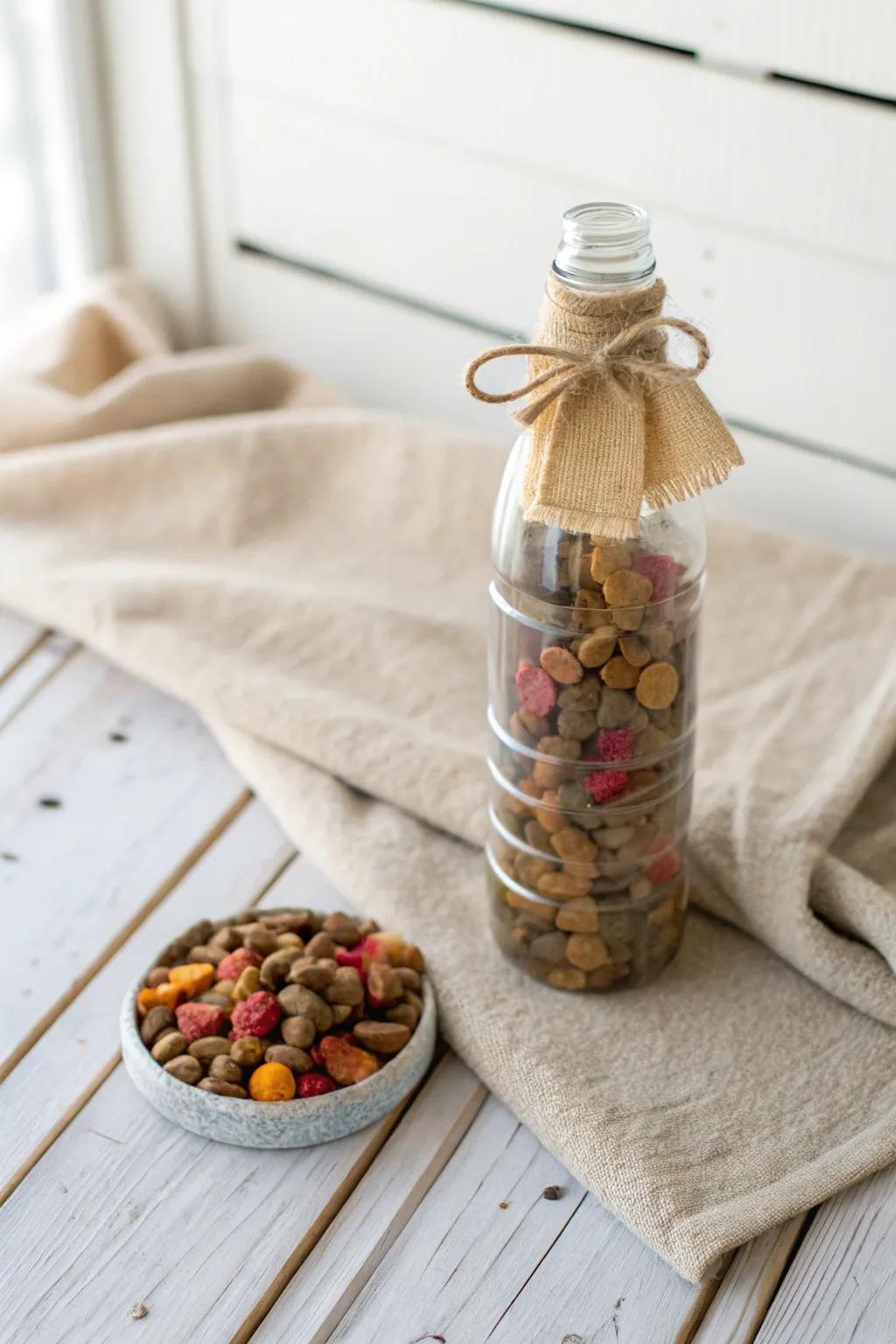 Turn everyday bottles into hours of playful fun for your pet with a touch of minimalist charm.