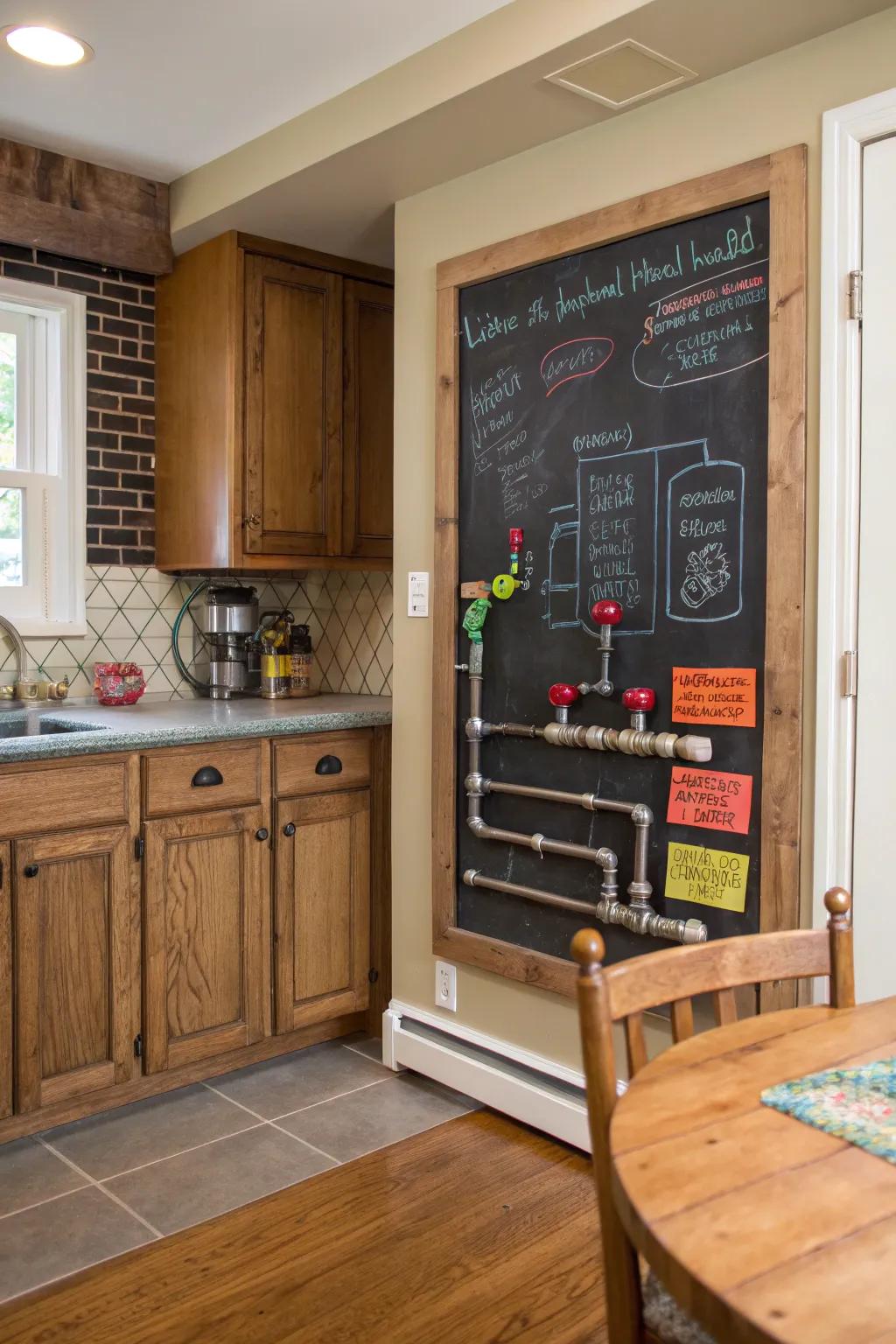 Chalkboard panels offer a creative and functional access solution.