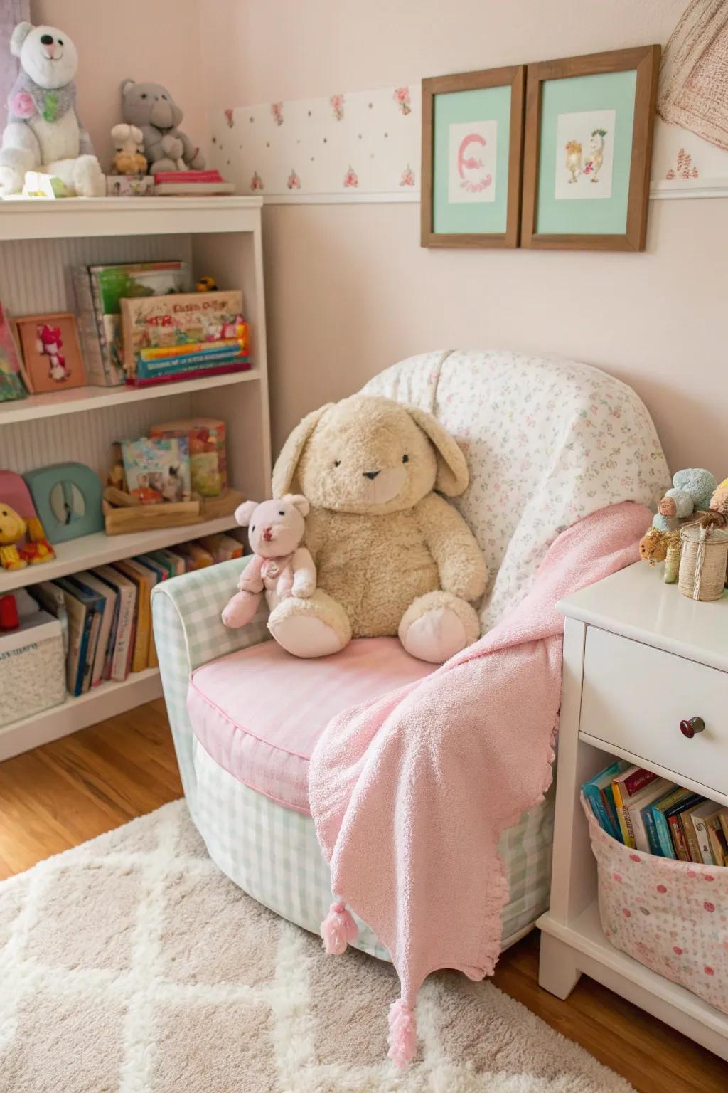 Stuffed animal chairs combine comfort and storage.