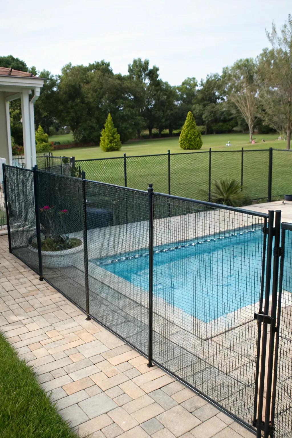 Ensure safety with a practical mesh pool fence.