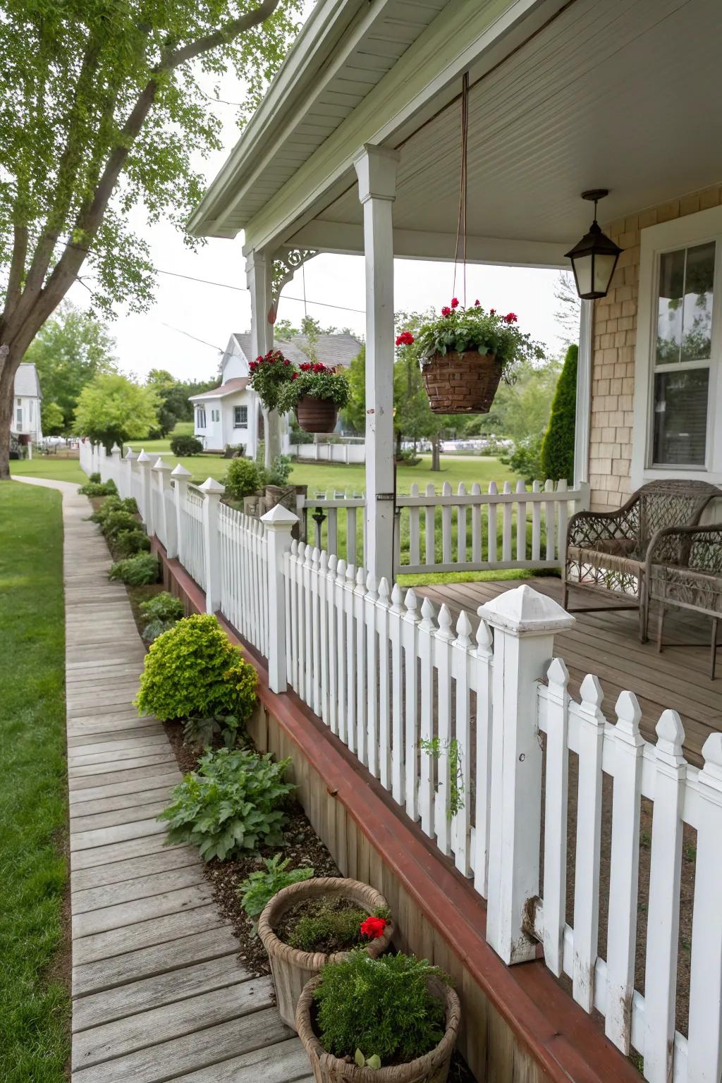 Vertical wood railings offer timeless elegance.