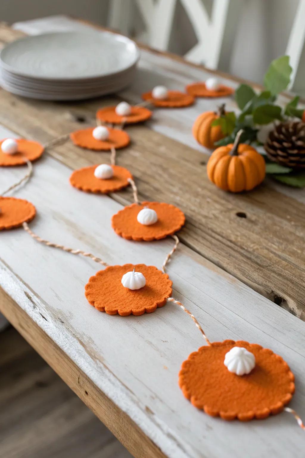 Add a touch of handmade charm to your Thanksgiving table with this delightful pumpkin pie garland!