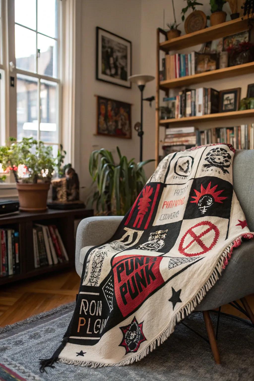 Combine comfort and style with a patch-adorned throw blanket.