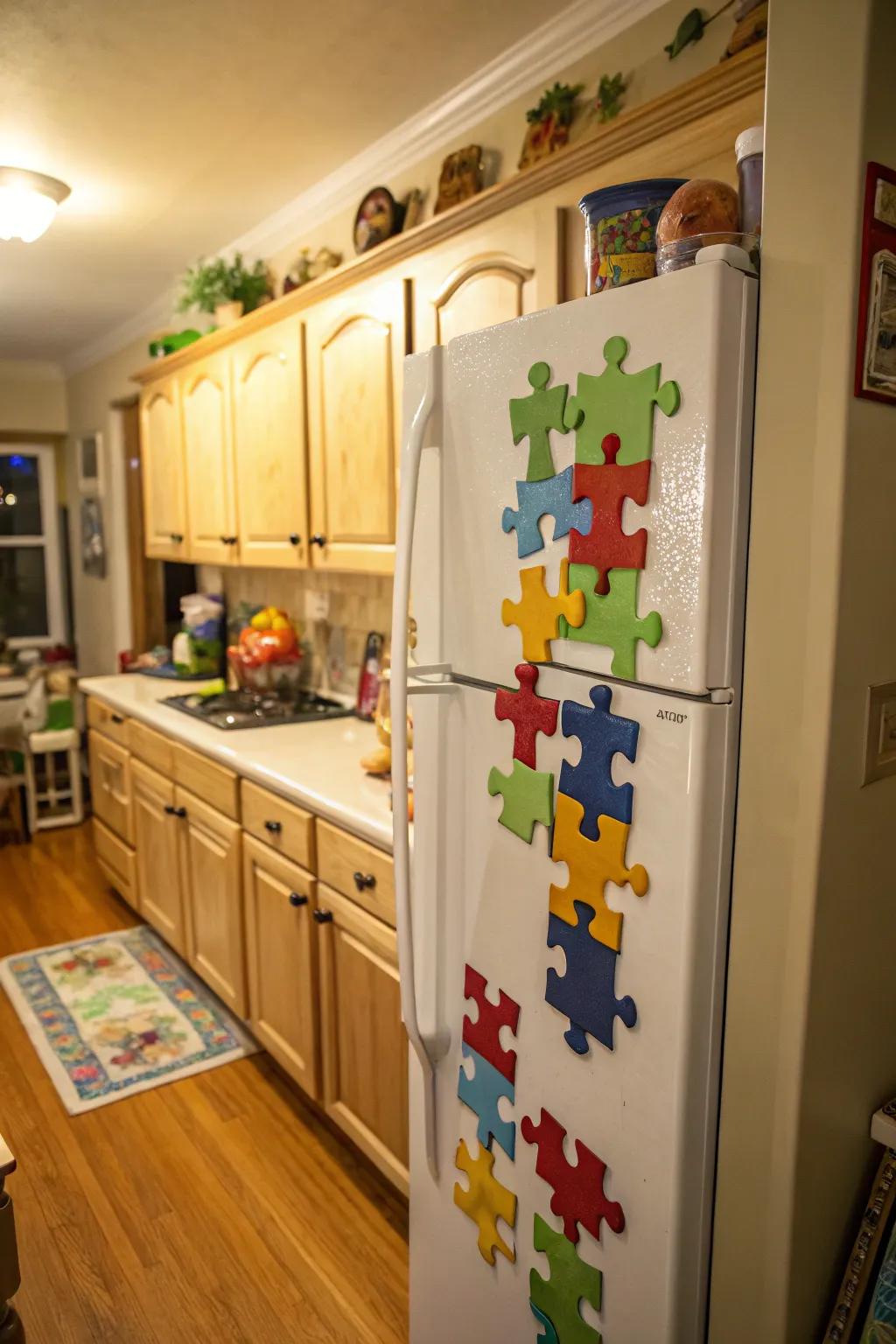 Keep your notes organized with puzzle piece magnets.