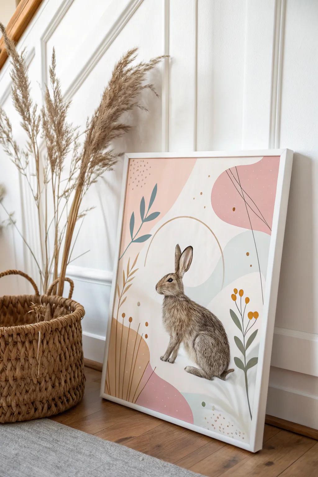 Discover the enchanting simplicity of abstract rabbit art, where minimalism meets boho elegance.
