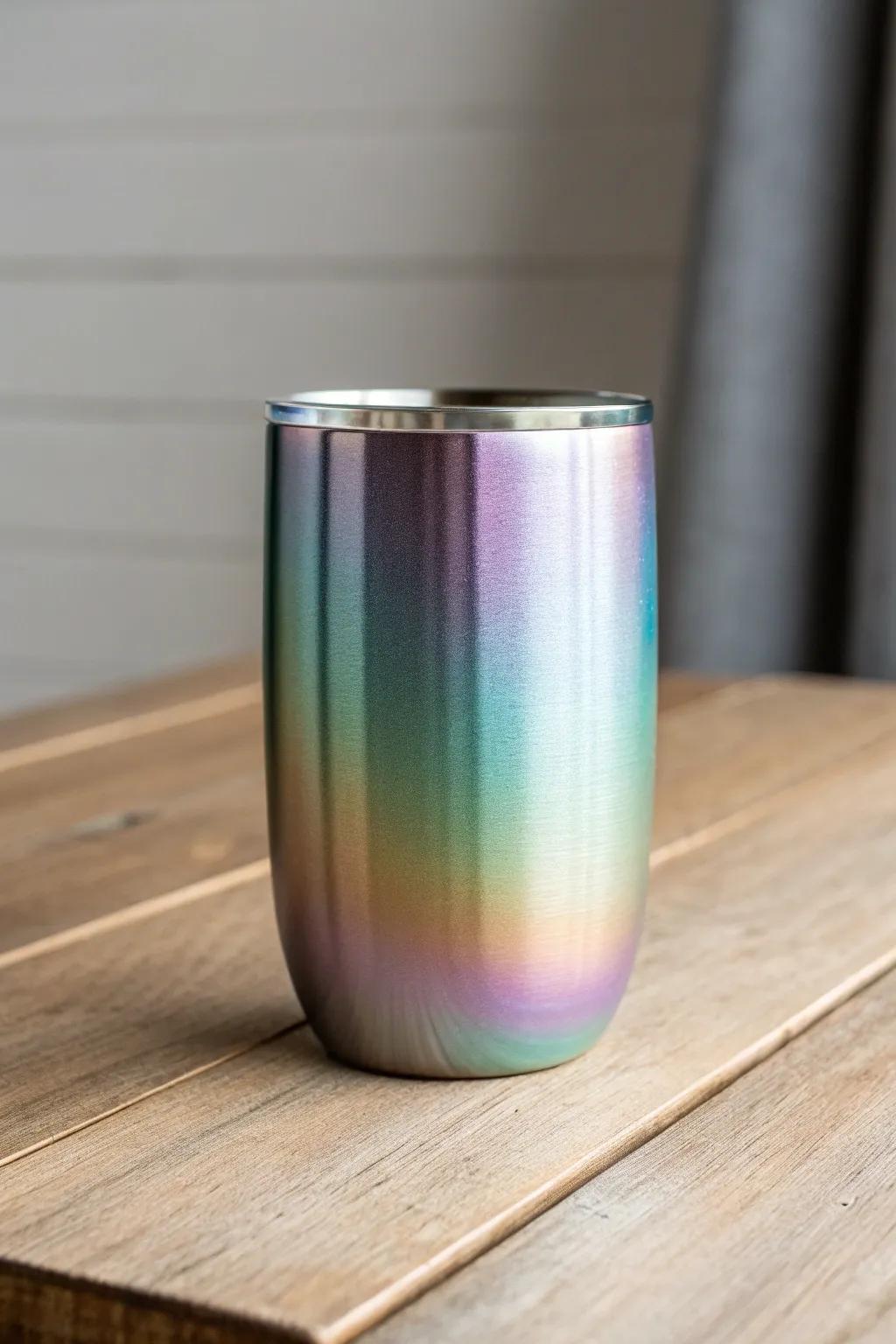 Embrace the glam with a metallic rainbow shimmer for a touch of futuristic elegance.