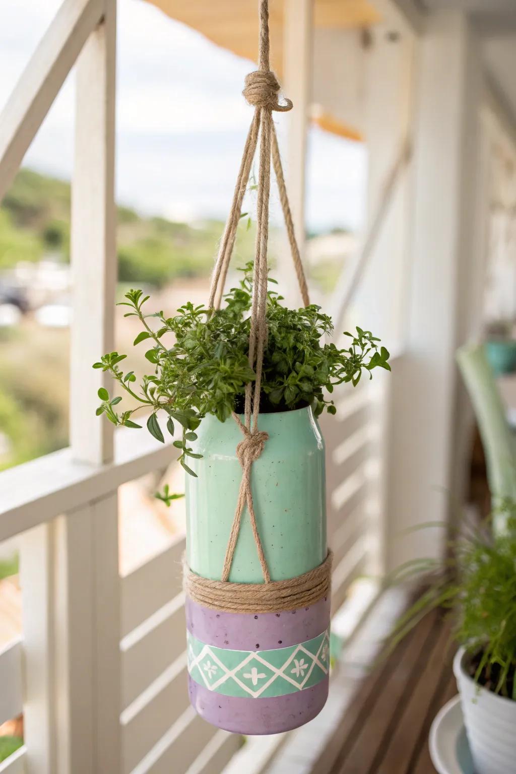 Transform your balcony with DIY recycled plastic bottle planters, where sustainability meets Scandinavian elegance.