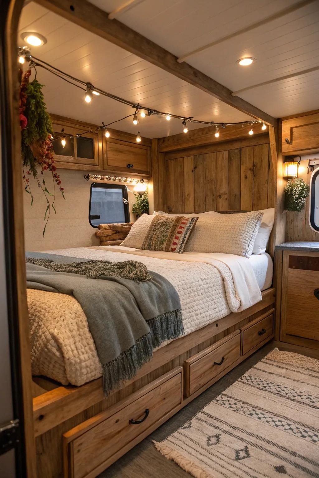 Rustic wooden frames bring warmth and charm to your RV.