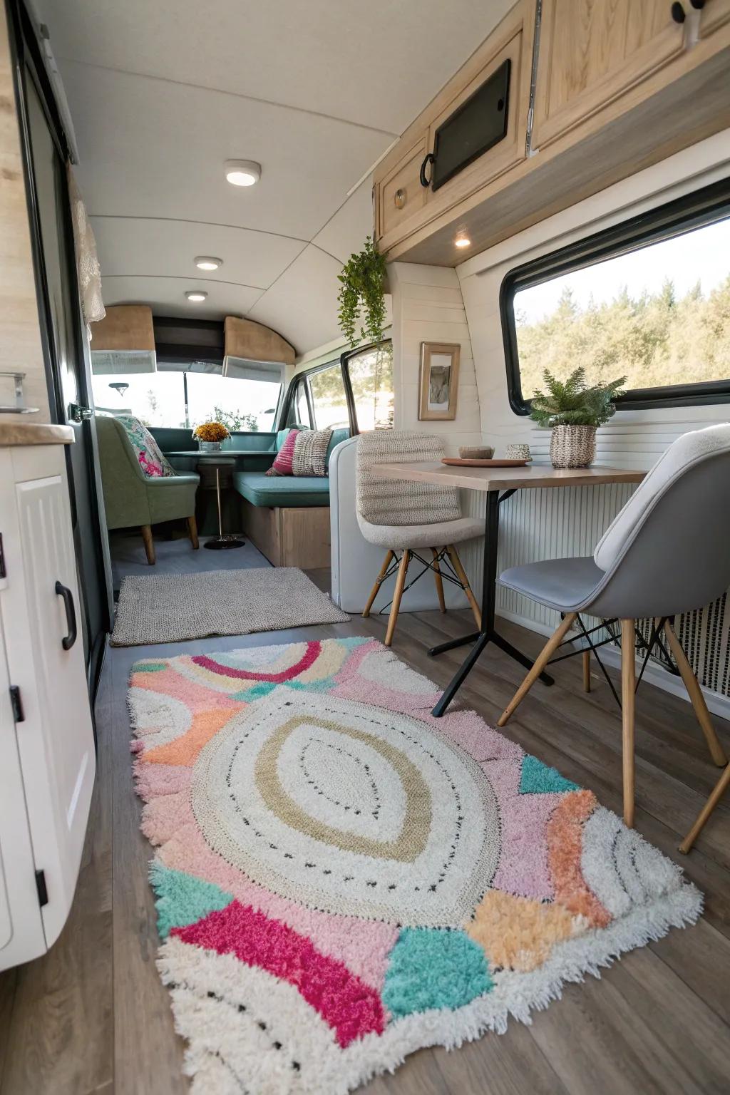 A well-chosen rug adds warmth and style to your RV's interior.