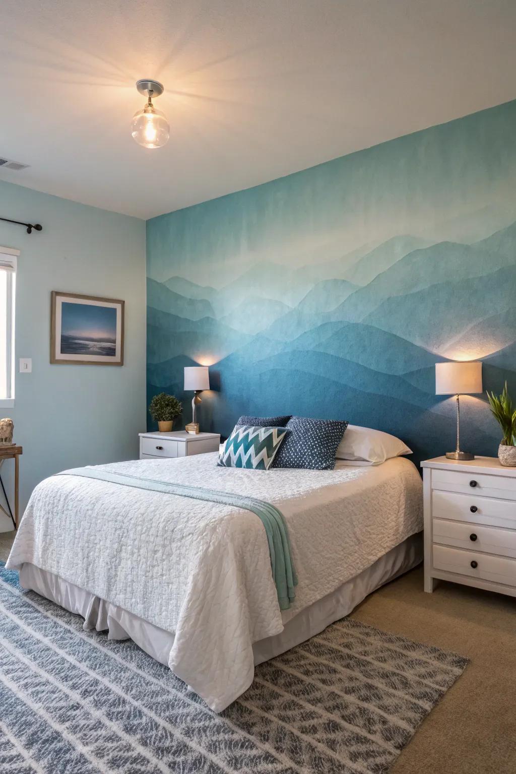 Ombre walls offer a soothing visual transition and add depth.