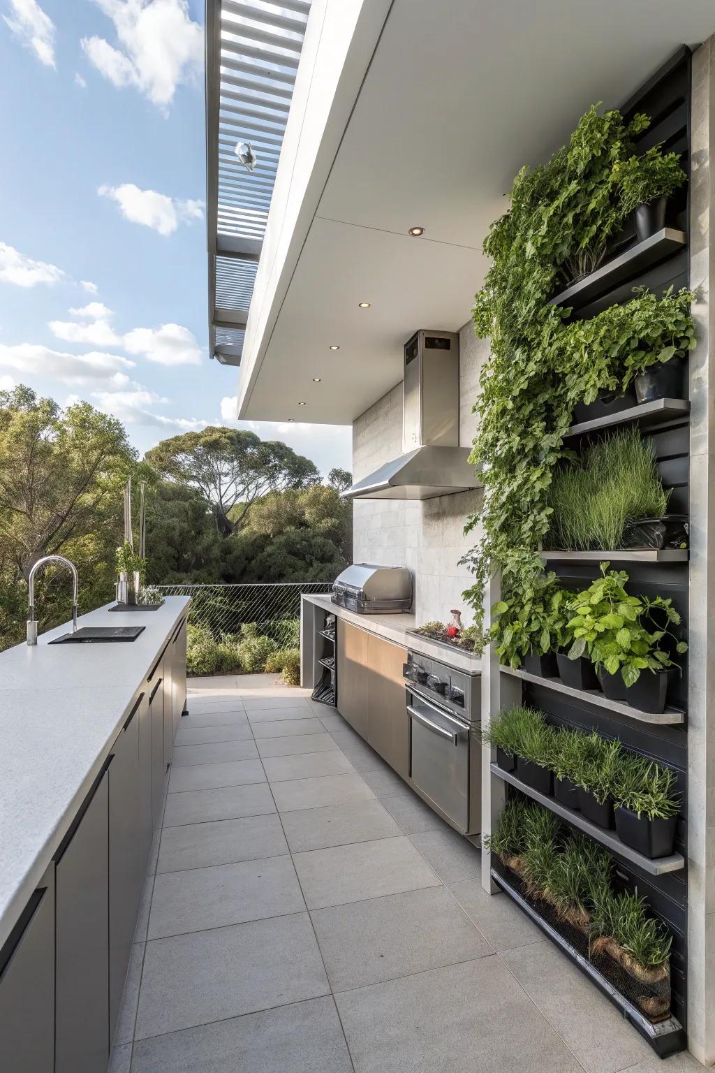 An integrated herb garden adding freshness and flair.