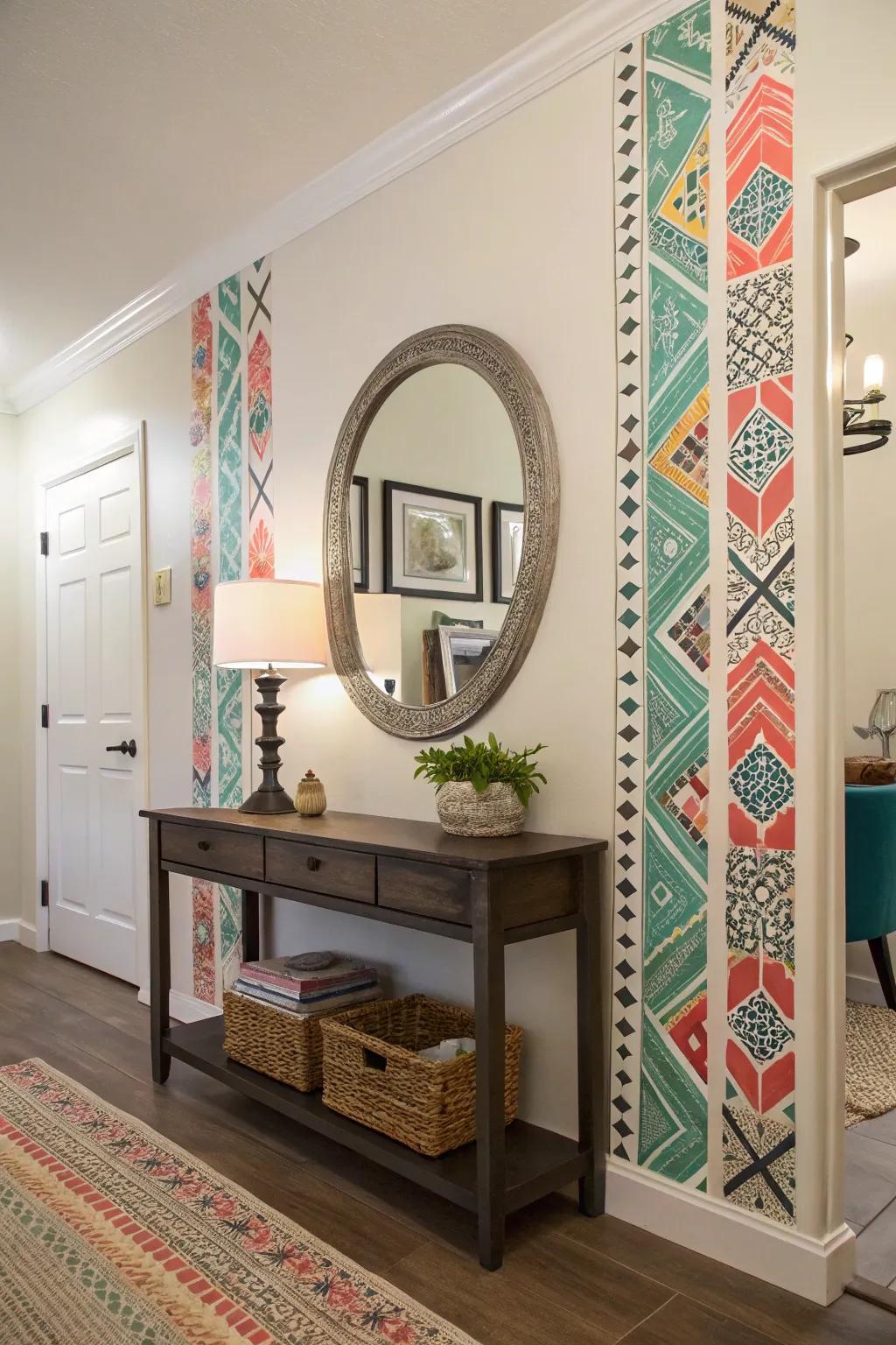 Make a statement with abstract washi tape art in your entryway.