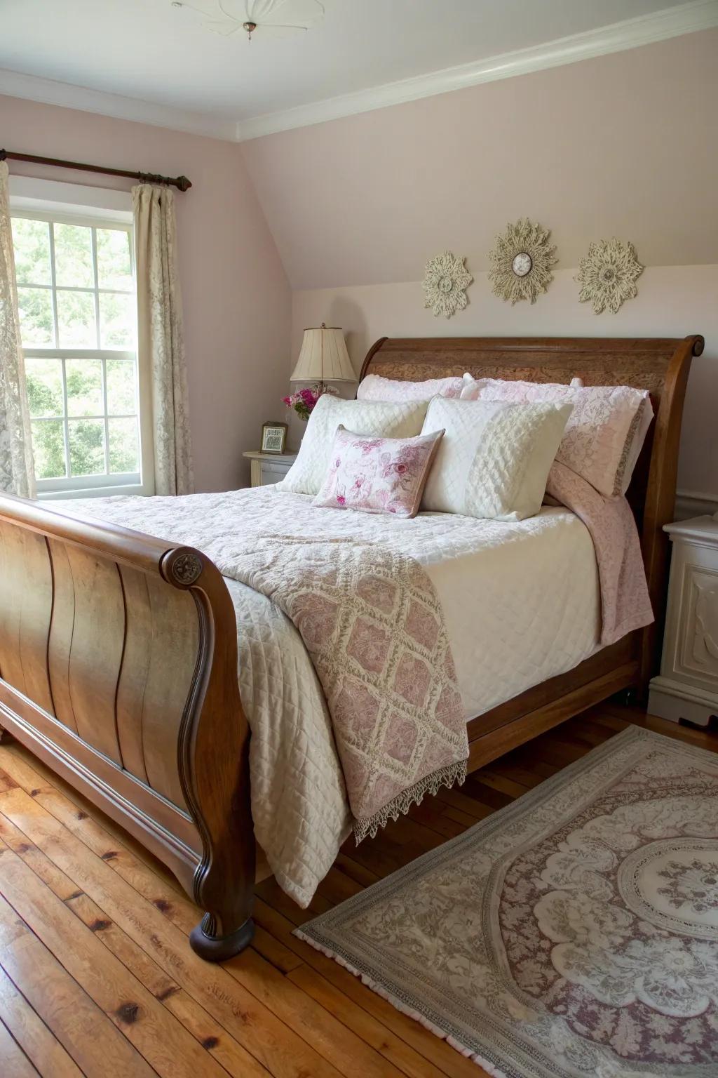 A slipcover provides an easy and stylish update for this sleigh bed.