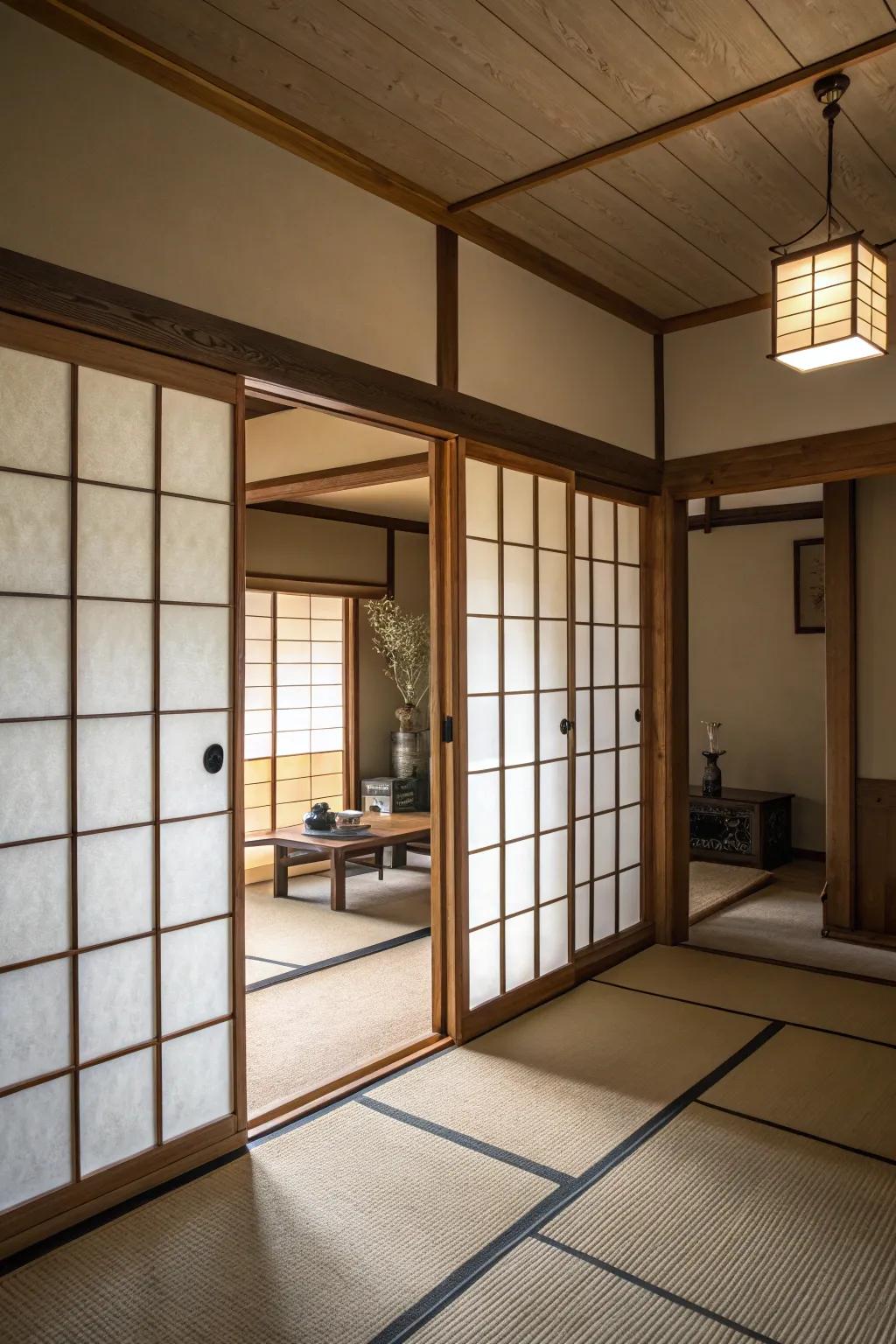 Shoji sliding doors bring tranquility and elegance.