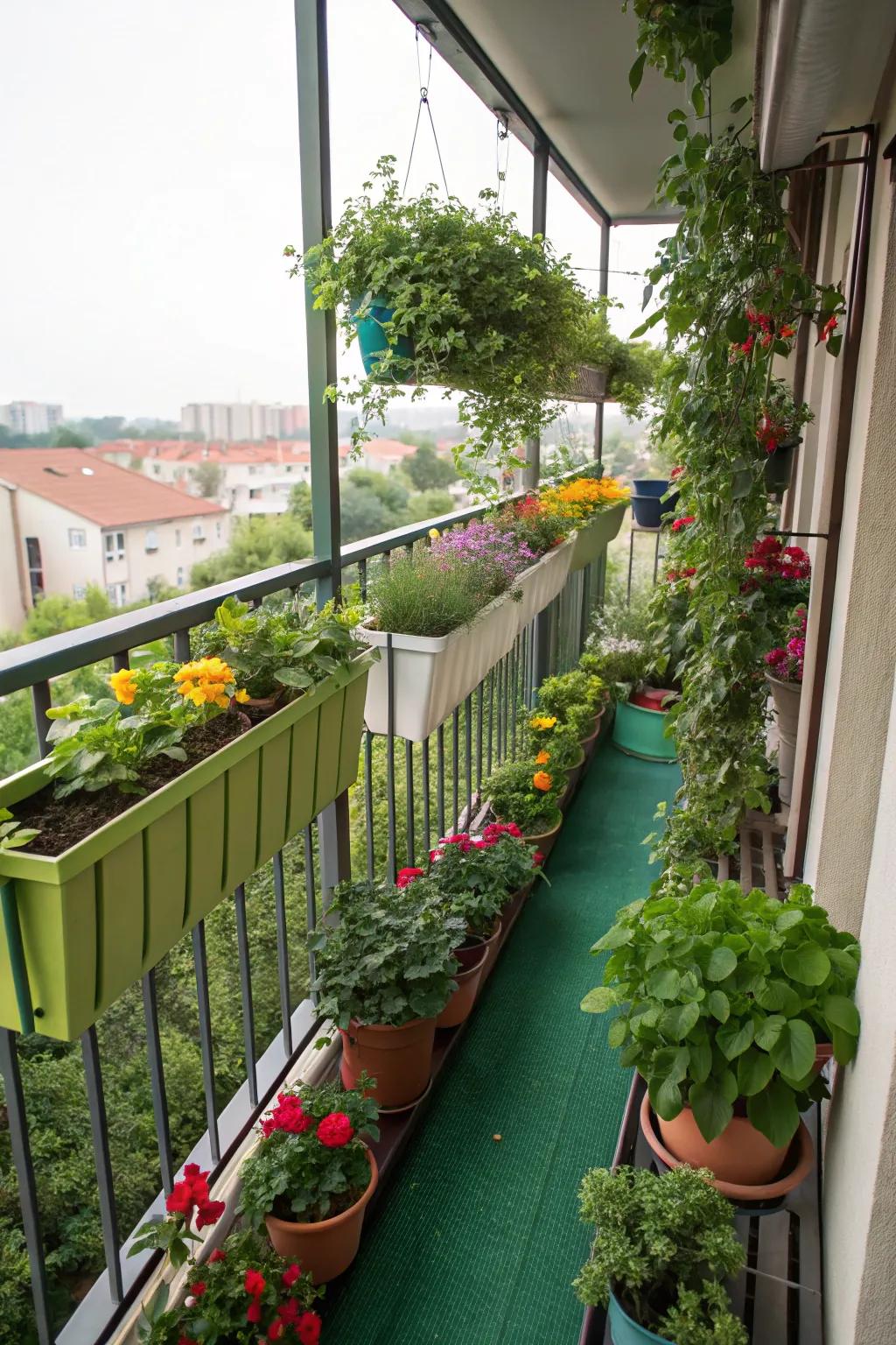 A small balcony transformed into a green retreat.