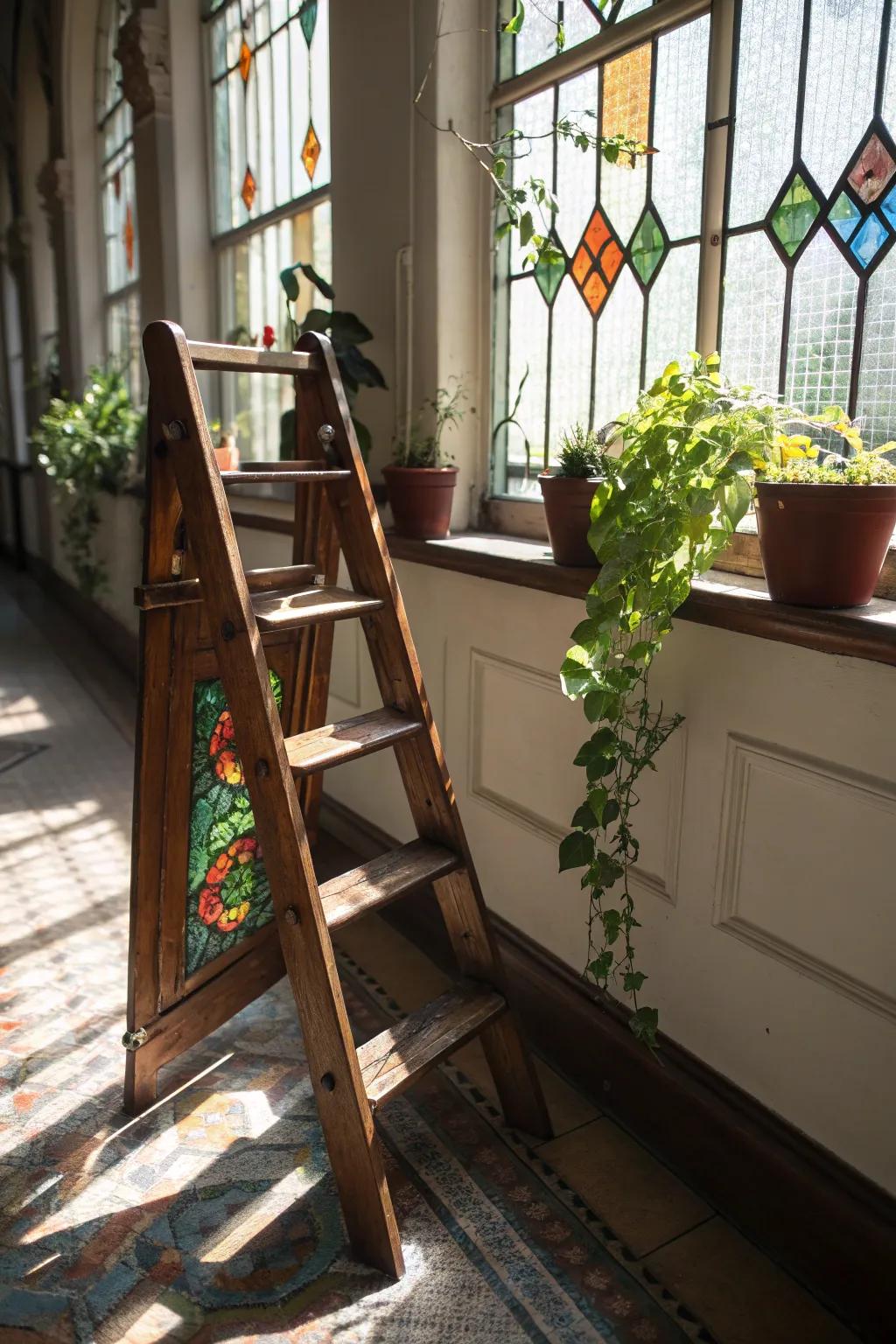 Elevate your space with a handcrafted ladder: a perfect blend of art and nature.