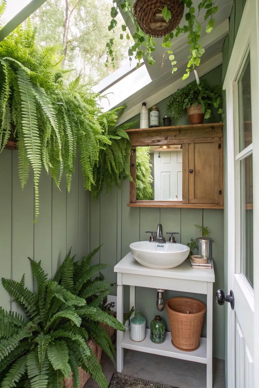 Greenery adds life and a touch of nature to your bathroom.