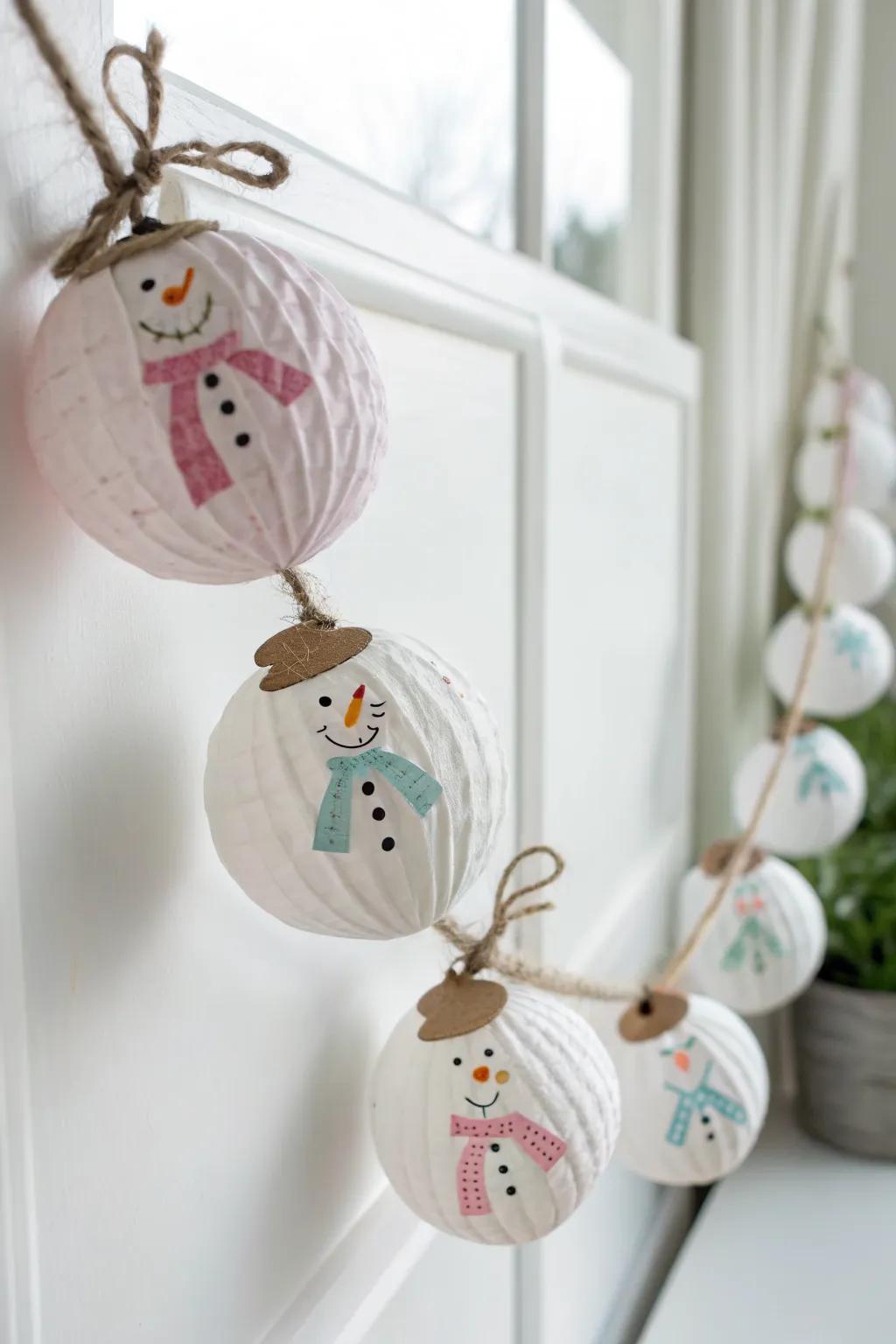 Add a whimsical winter touch with a handcrafted snowman garland, perfect for bringing cozy charm into your space!