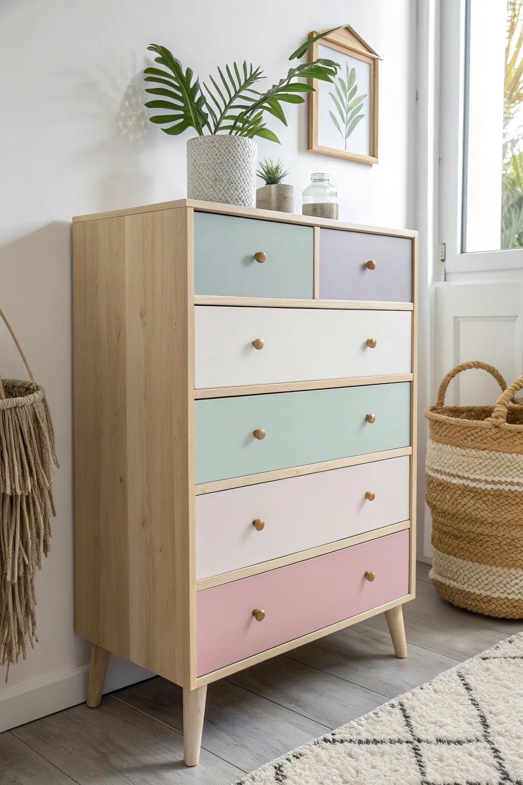 Revitalize your space with a playful touch of pastel charm and craftsmanship. #ColorBlockedBeauty