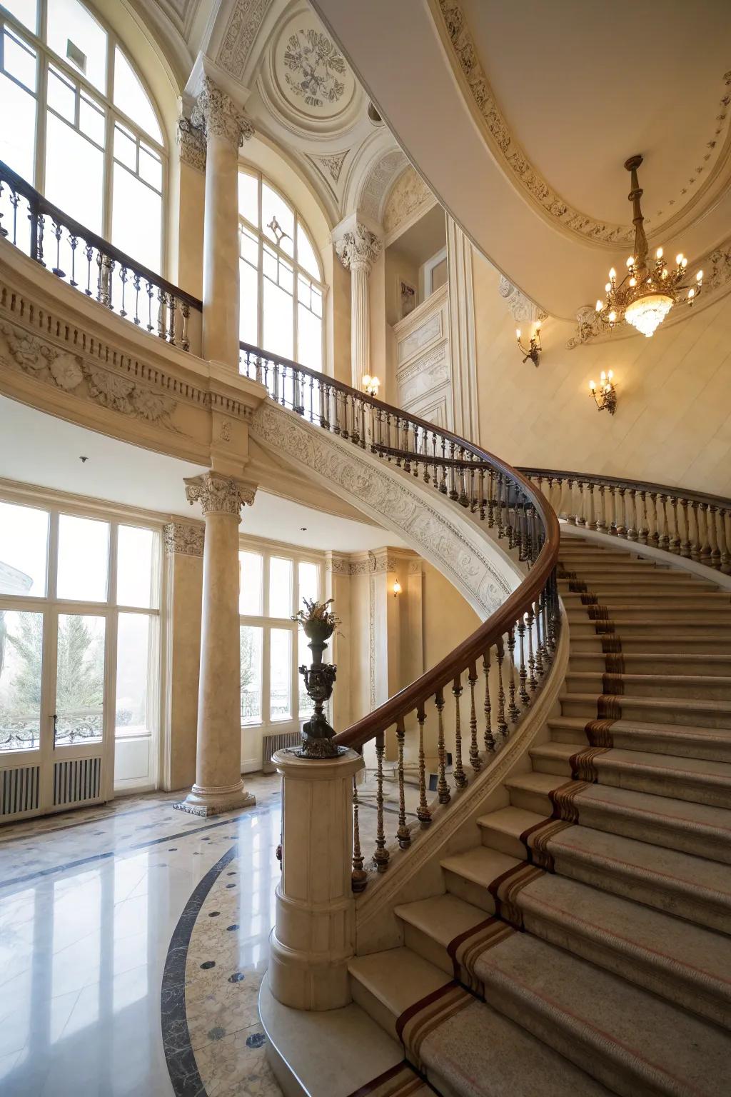 Curved spindles add fluidity and elegance to your staircase.