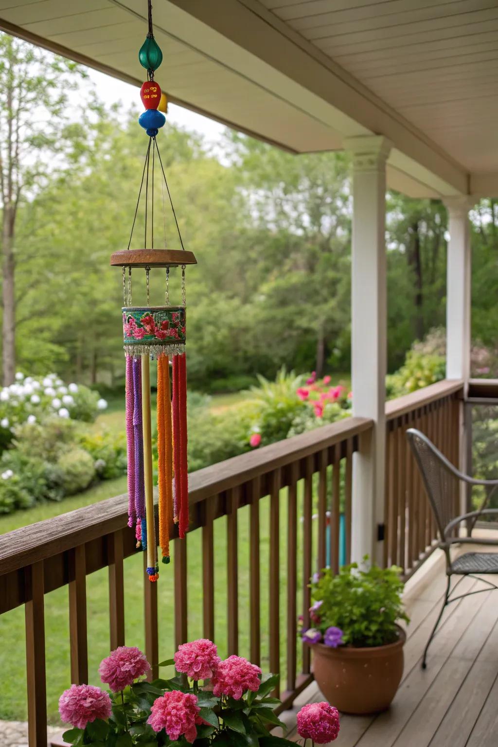 Enjoy the gentle sounds of a straw wind chime.