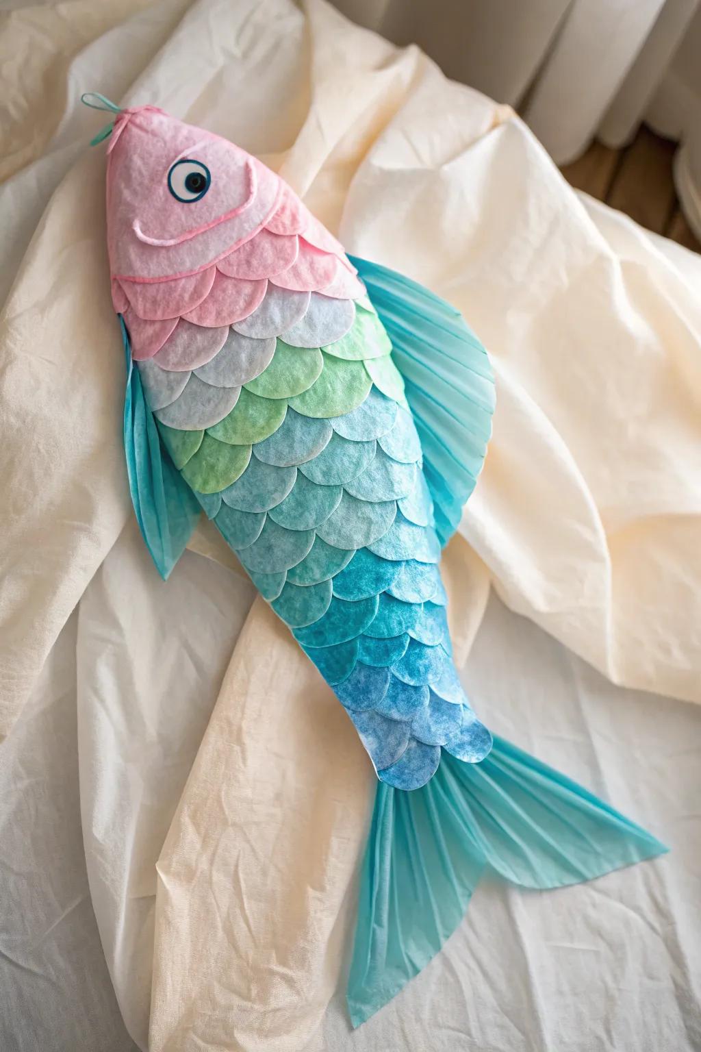 Dive into a world of color and creativity with this charming tissue paper fish!