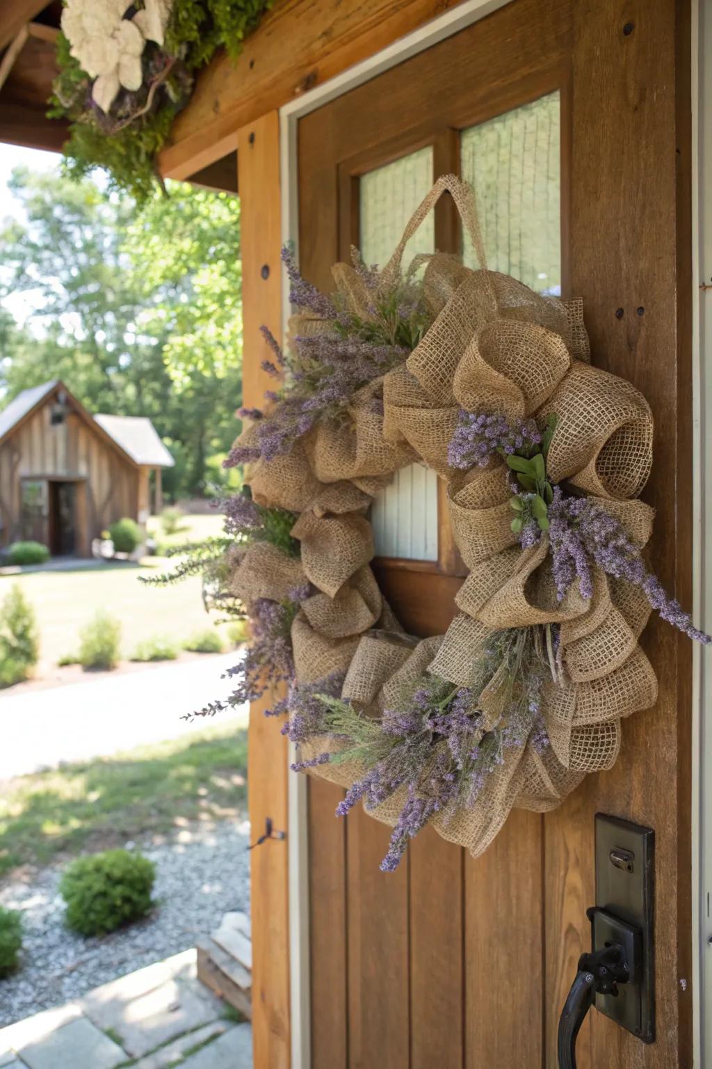 A farmhouse charm mesh wreath that offers rustic beauty.