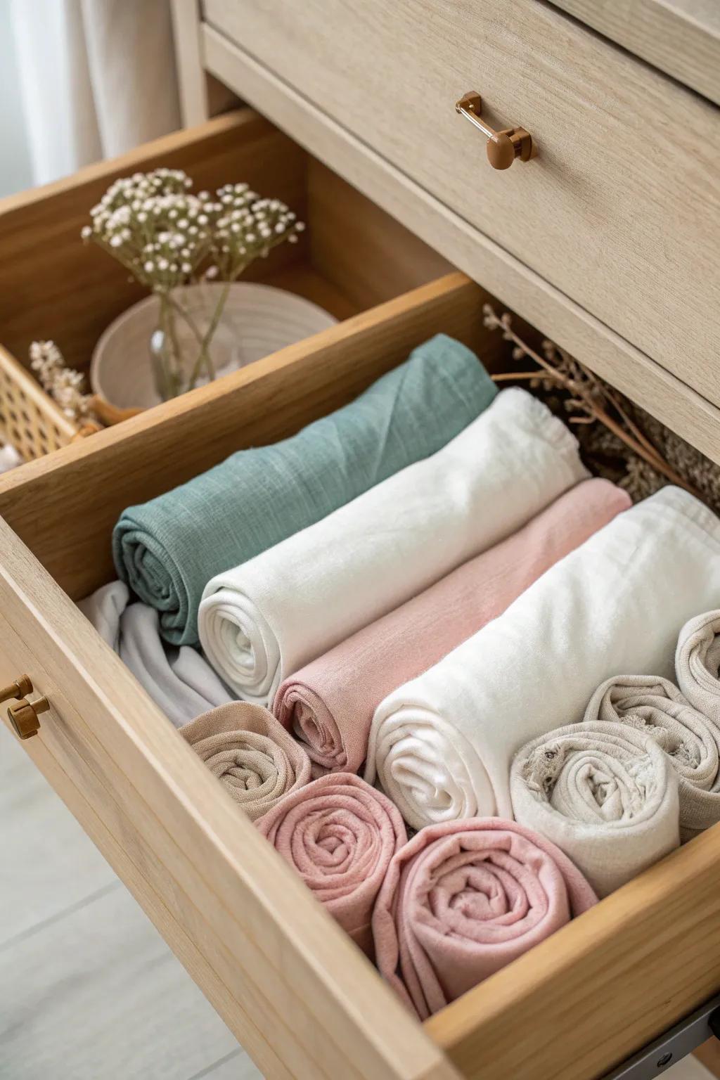 Discover the art of rolling for wrinkle-free, organized, and aesthetically pleasing t-shirt storage.